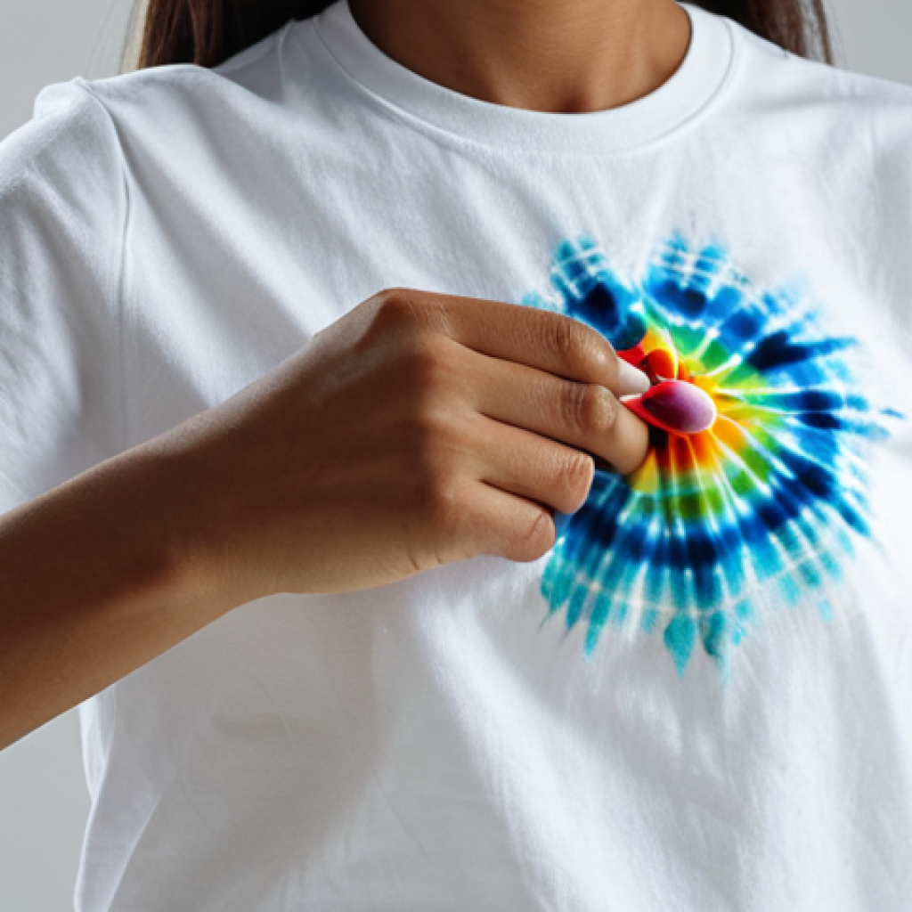 헌옷 재사용 아이디어 - Tie-Dye Transformation**

"Close-up of a woman's hands skillfully applying vibrant, modern tie-dye p...