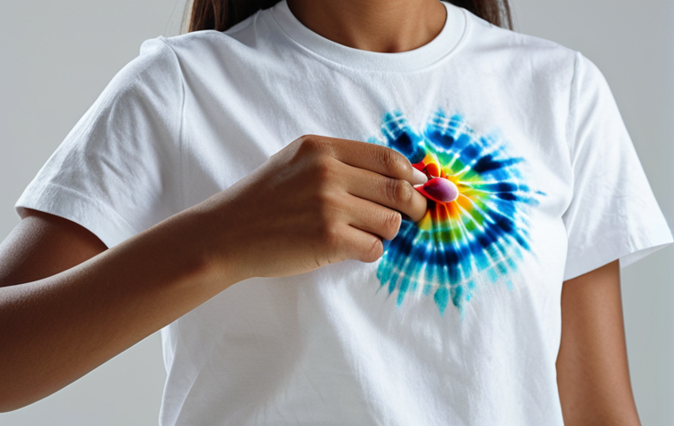 헌옷 재사용 아이디어 - Tie-Dye Transformation**
"Close-up of a woman's hands skillfully applying vibrant, modern tie-dye p...